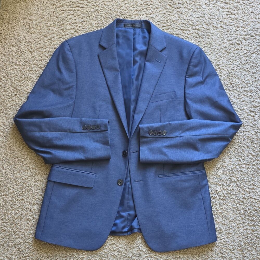 Calvin Klein 40S Mens Blue Solid Suit Jacket 2-Button Notch Lapel Stretch